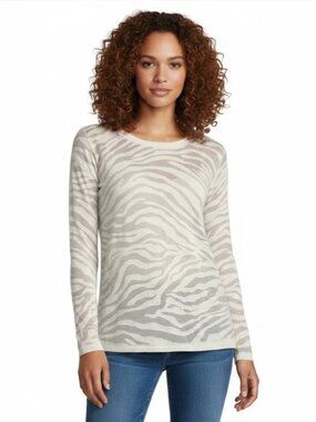 a.n.a Long-Sleeve Animal Burnout Sweater Size XS